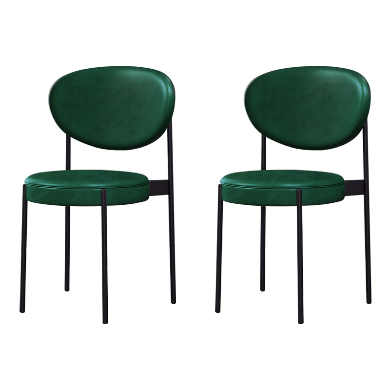 Chaise d'appoint scandinave pour la maison, chaise de salle à manger rembourrée en métal à dossier ouvert