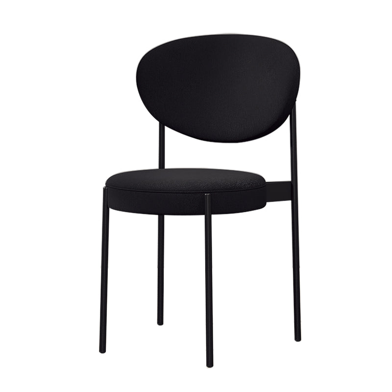 Chaise d'appoint scandinave pour la maison, chaise de salle à manger rembourrée en métal à dossier ouvert