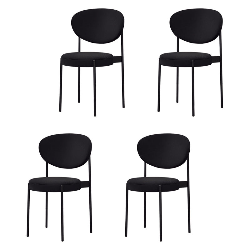 Chaise d'appoint scandinave pour la maison, chaise de salle à manger rembourrée en métal à dossier ouvert