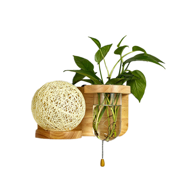 Minimalisme Sphere Mur Light Sconce 1 Bulbe LED LED Éclairage mural en bois en blanc / rose / jaune, gauche / droite