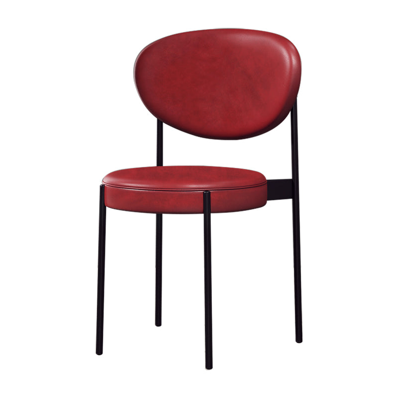 Chaise d'appoint scandinave pour la maison, chaise de salle à manger rembourrée en métal à dossier ouvert