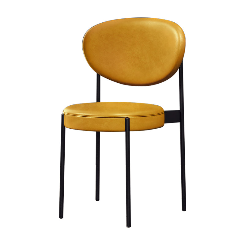 Chaise d'appoint scandinave pour la maison, chaise de salle à manger rembourrée en métal à dossier ouvert