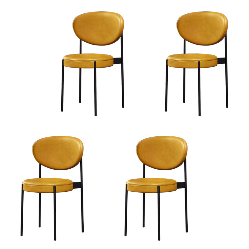 Chaise d'appoint scandinave pour la maison, chaise de salle à manger rembourrée en métal à dossier ouvert