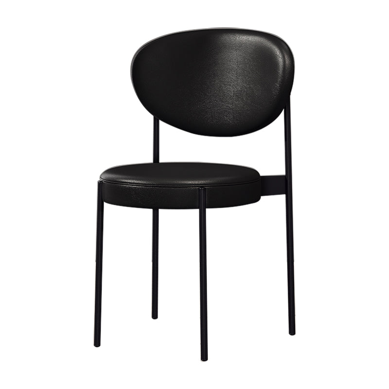 Chaise d'appoint scandinave pour la maison, chaise de salle à manger rembourrée en métal à dossier ouvert