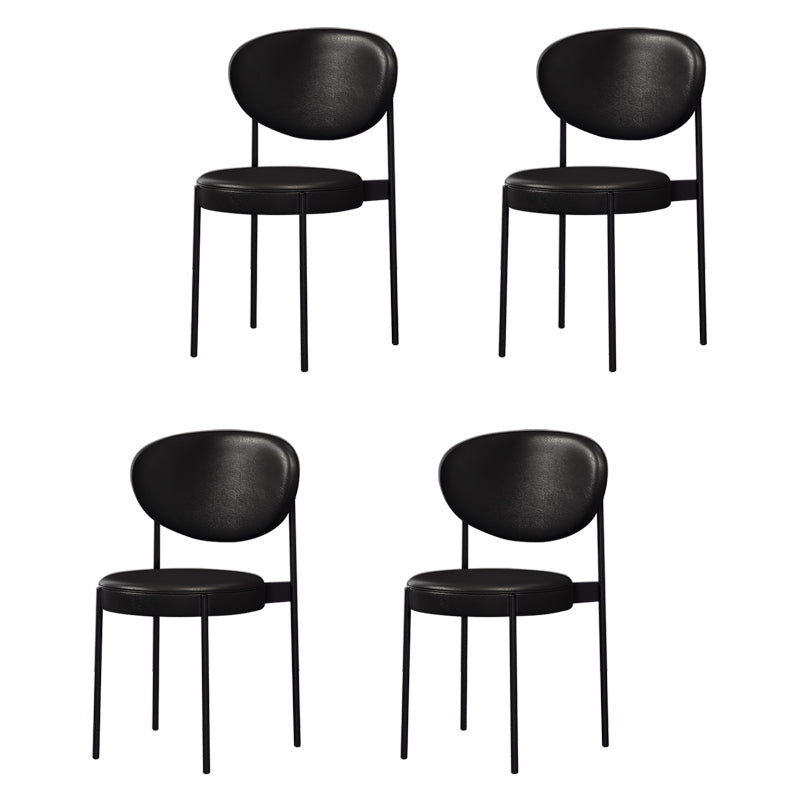 Chaise d'appoint scandinave pour la maison, chaise de salle à manger rembourrée en métal à dossier ouvert