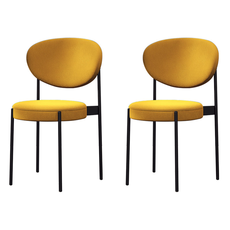 Chaise d'appoint scandinave pour la maison, chaise de salle à manger rembourrée en métal à dossier ouvert