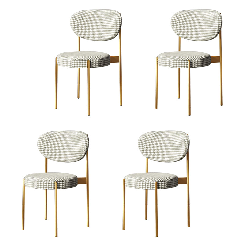 Chaise d'appoint scandinave pour la maison, chaise de salle à manger rembourrée en métal à dossier ouvert