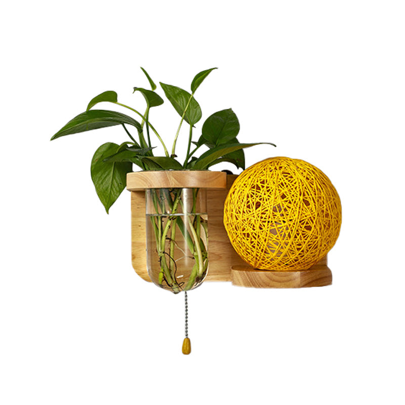 Minimalisme Sphere Mur Light Sconce 1 Bulbe LED LED Éclairage mural en bois en blanc / rose / jaune, gauche / droite