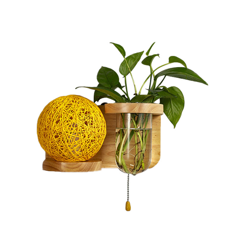 Minimalisme Sphere Mur Light Sconce 1 Bulbe LED LED Éclairage mural en bois en blanc / rose / jaune, gauche / droite