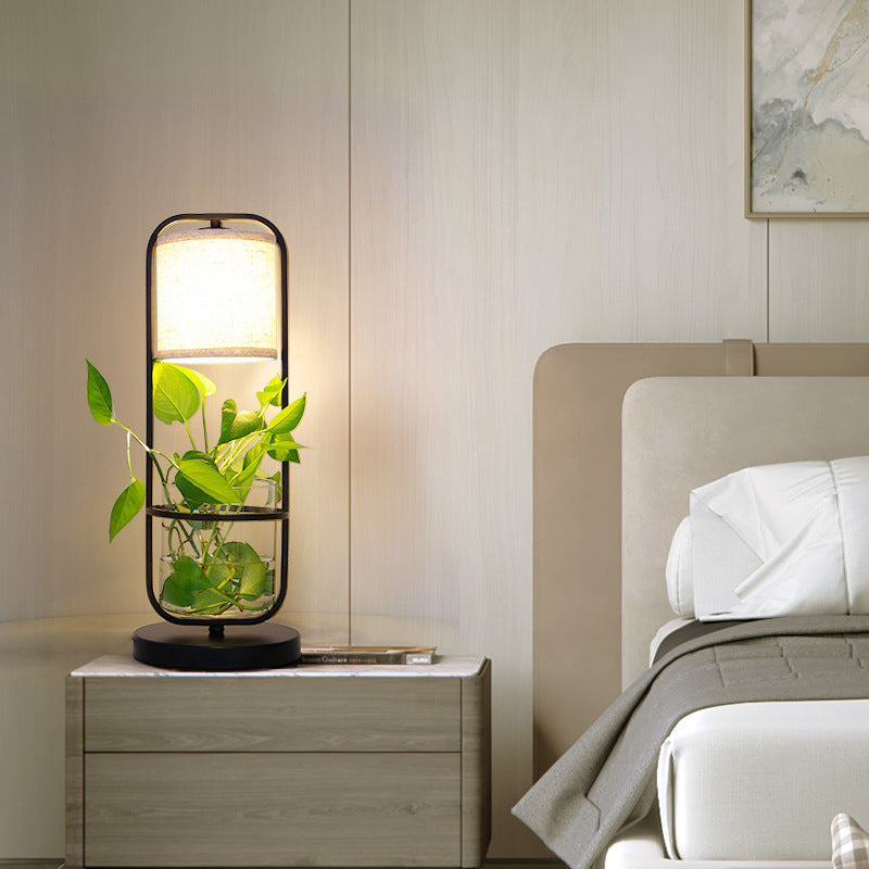 Tavolo da notte rettangolo di metallo luce industriale camera da letto a led lampada dimmebile/comodino generale in nero
