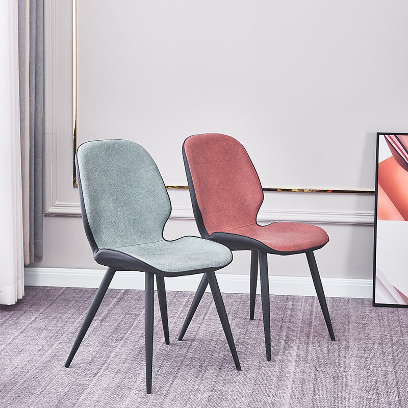 Chaises de salle à manger en cuir contemporaines, chaise sans accoudoirs à oreilles avec pieds en métal pour restaurant