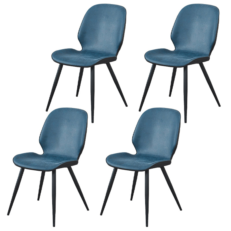 Chaises de salle à manger en cuir contemporaines, chaise sans accoudoirs à oreilles avec pieds en métal pour restaurant