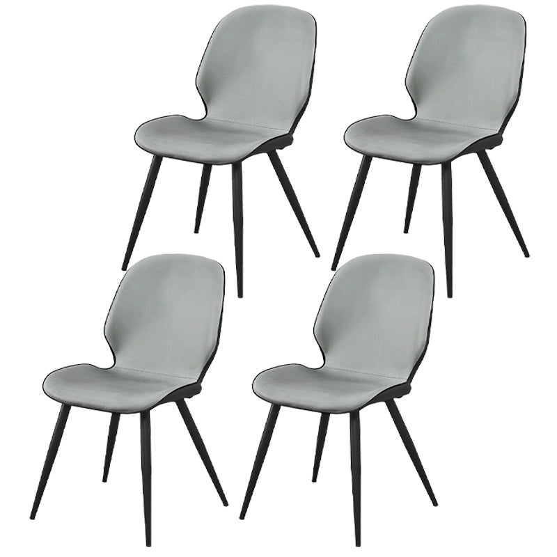 Chaises de salle à manger en cuir contemporaines, chaise sans accoudoirs à oreilles avec pieds en métal pour restaurant