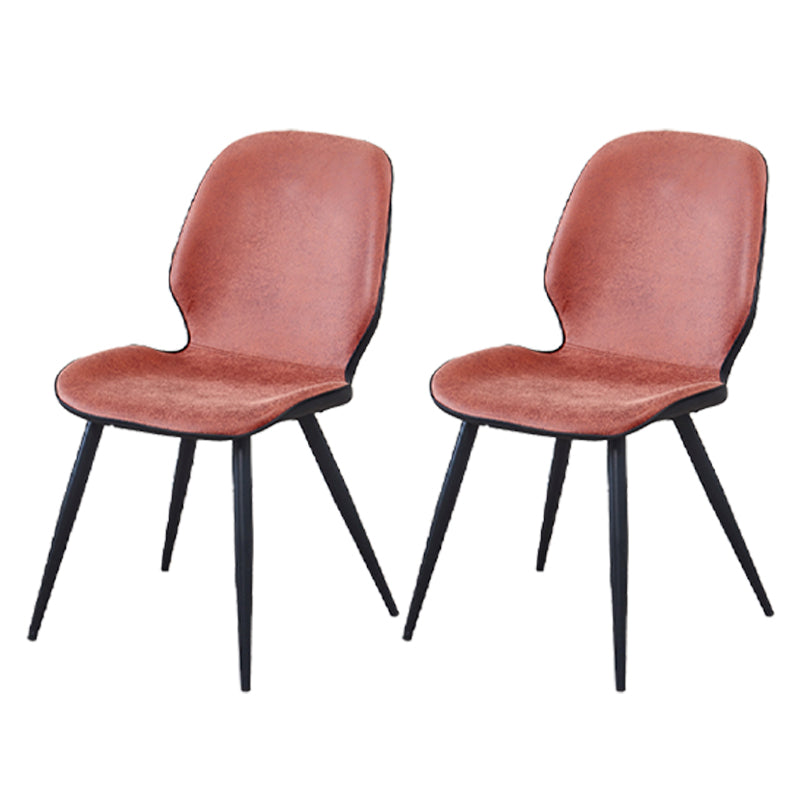 Chaises de salle à manger en cuir contemporaines, chaise sans accoudoirs à oreilles avec pieds en métal pour restaurant