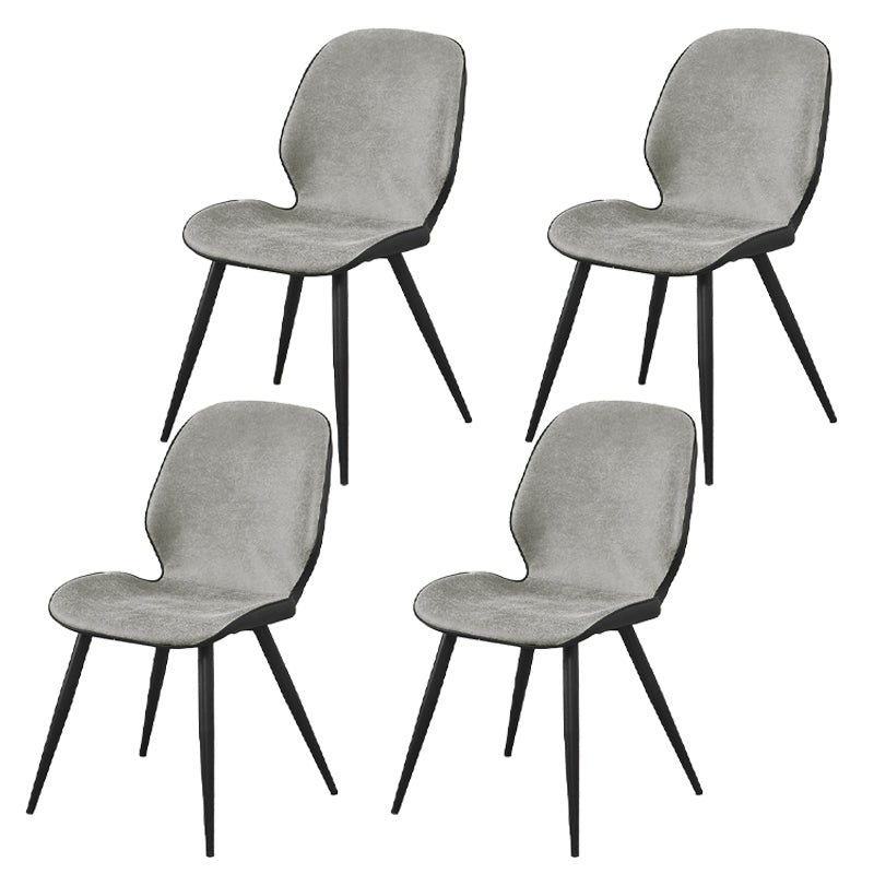 Chaises de salle à manger en cuir contemporaines, chaise sans accoudoirs à oreilles avec pieds en métal pour restaurant