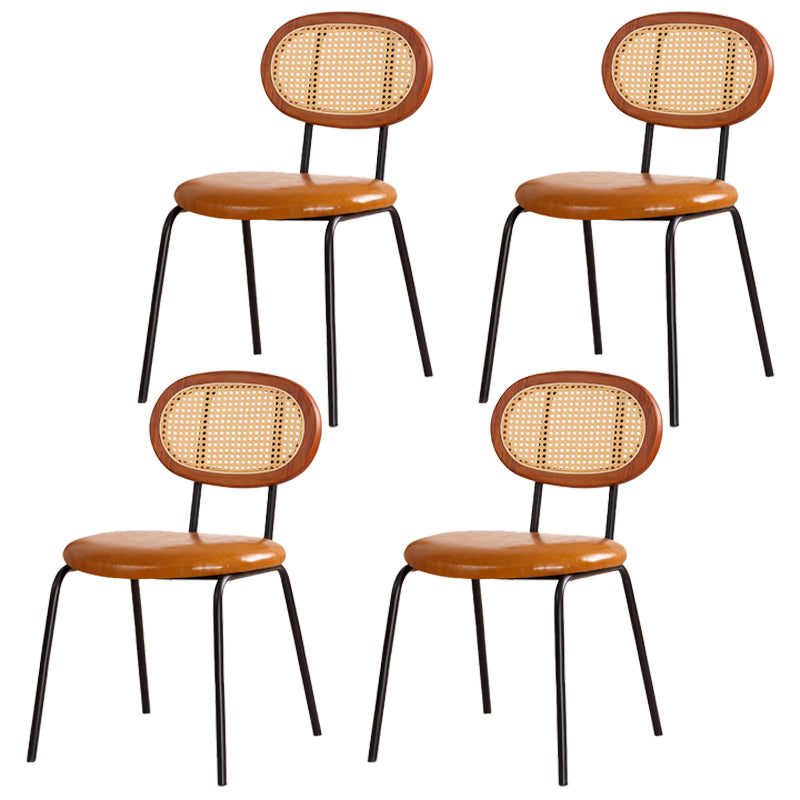 Sillas de comedor de cocina con parte trasera abierta, juego de sillas de metal de estilo moderno