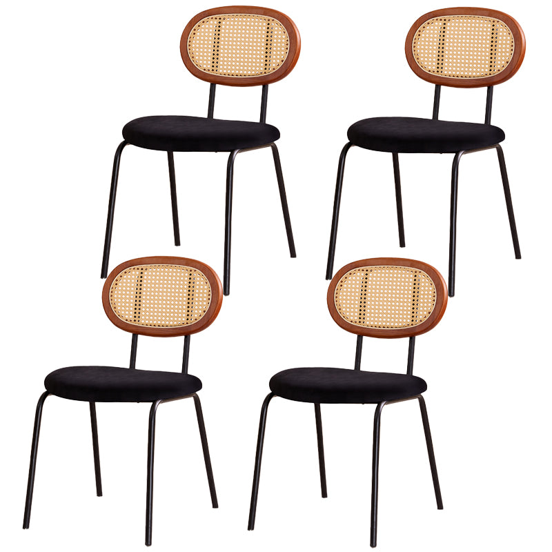 Sillas de comedor de cocina con parte trasera abierta, juego de sillas de metal de estilo moderno
