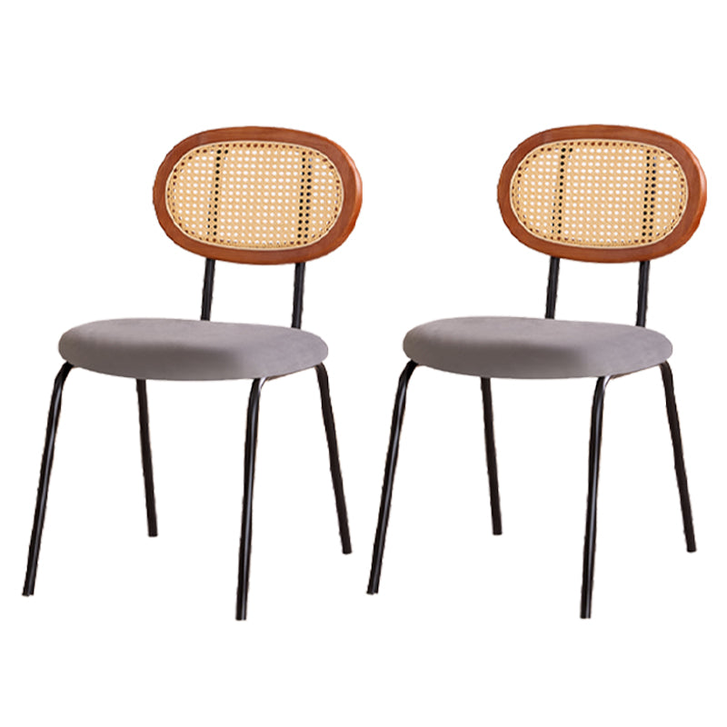 Sillas de comedor de cocina con parte trasera abierta, juego de sillas de metal de estilo moderno