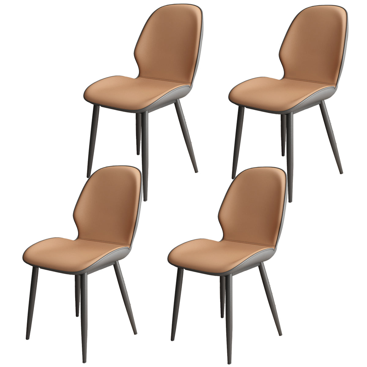 El comedor contemporáneo del metal preside el cuero de la PU que cena las sillas sin brazos para el uso interior