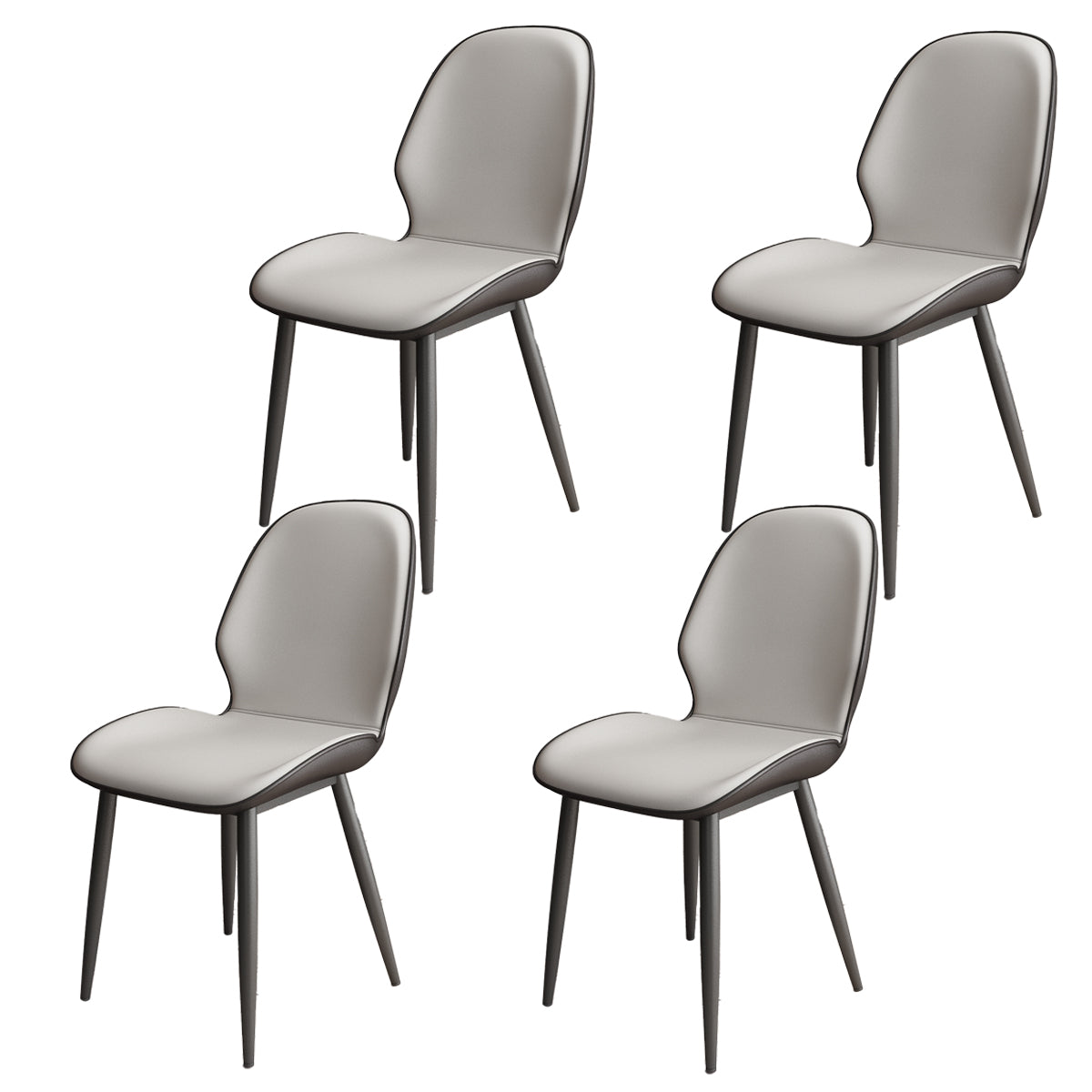 El comedor contemporáneo del metal preside el cuero de la PU que cena las sillas sin brazos para el uso interior