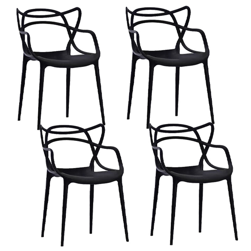 Silla de comedor con respaldo cruzado de plástico mate con brazo para restaurante escandinavo