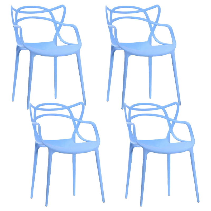 Silla de comedor con respaldo cruzado de plástico mate con brazo para restaurante escandinavo