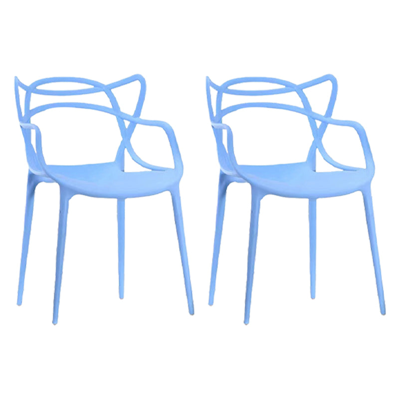 Silla de comedor con respaldo cruzado de plástico mate con brazo para restaurante escandinavo