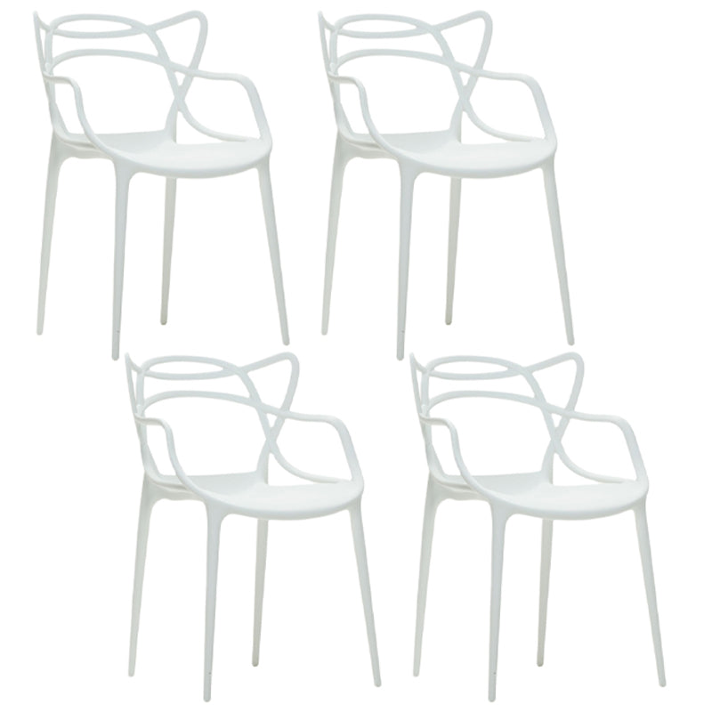 Silla de comedor con respaldo cruzado de plástico mate con brazo para restaurante escandinavo