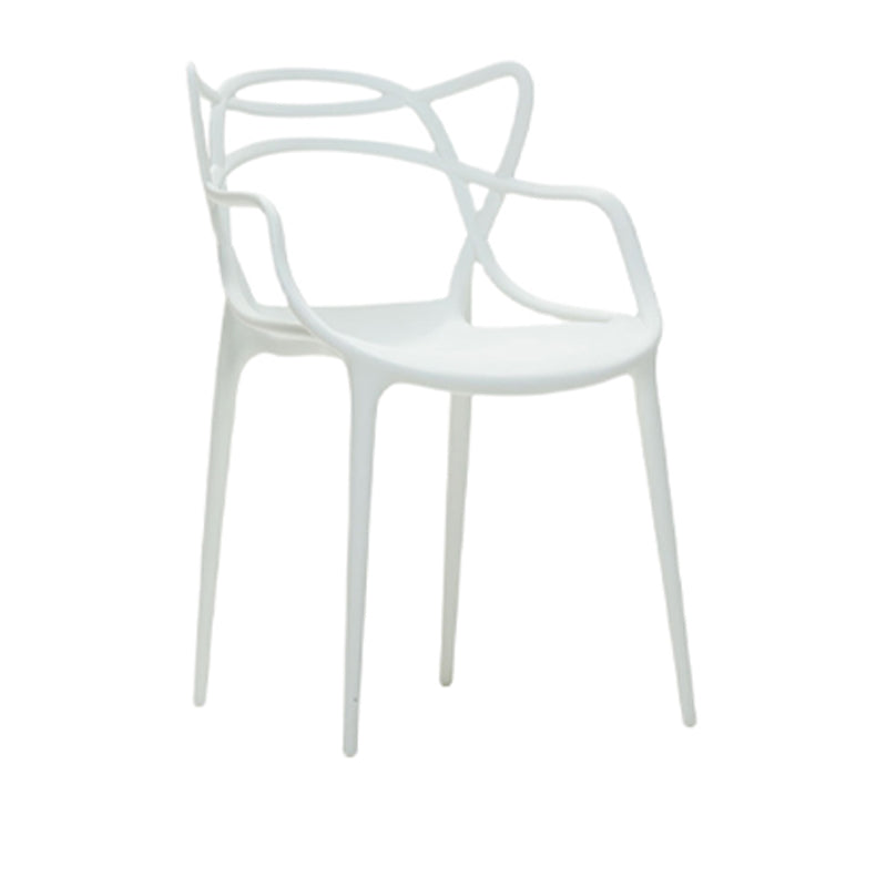 Silla de comedor con respaldo cruzado de plástico mate con brazo para restaurante escandinavo