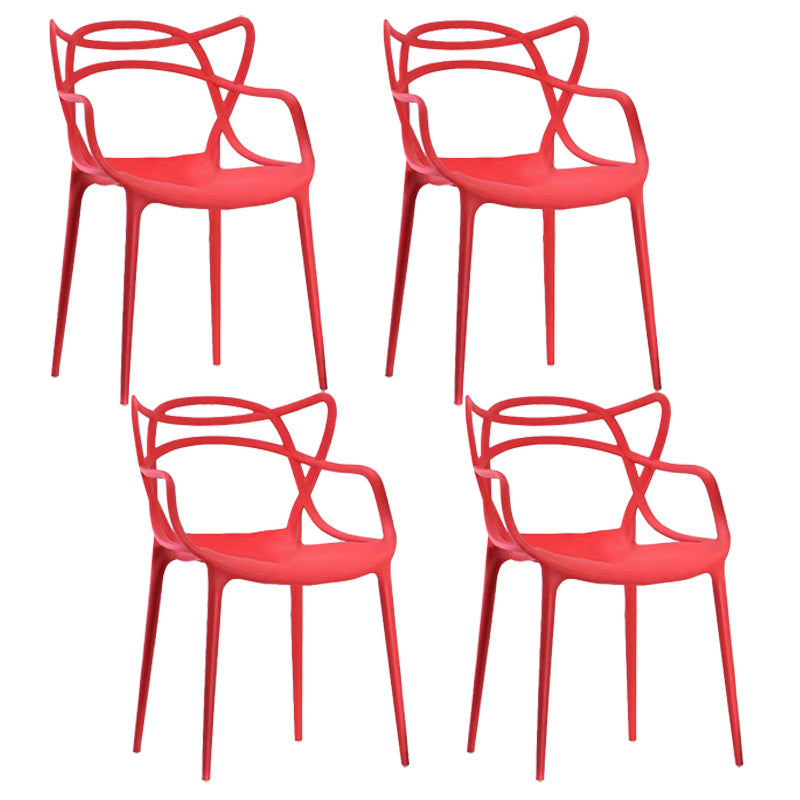 Silla de comedor con respaldo cruzado de plástico mate con brazo para restaurante escandinavo