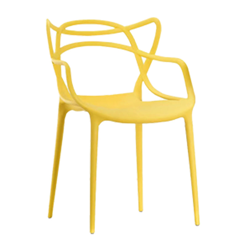 Silla de comedor con respaldo cruzado de plástico mate con brazo para restaurante escandinavo