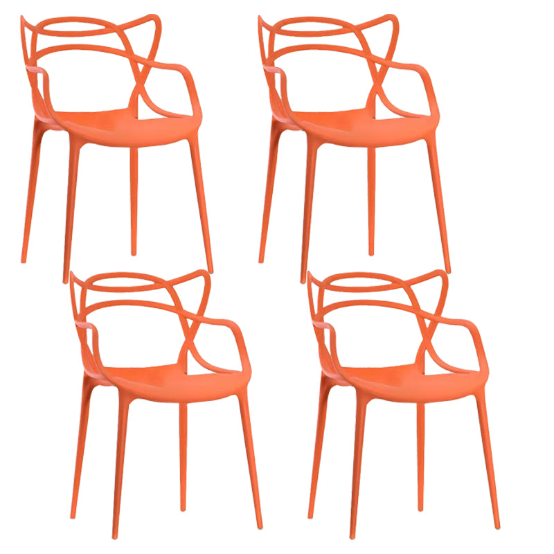 Silla de comedor con respaldo cruzado de plástico mate con brazo para restaurante escandinavo
