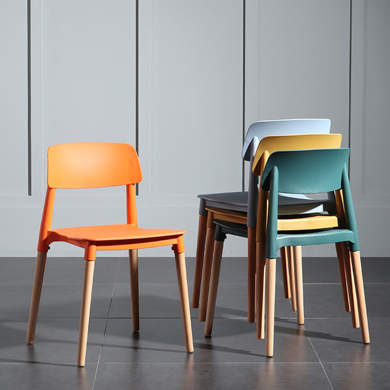 Chaise de salle à manger en plastique de style contemporain, chaises latérales de salle à manger à dossier ouvert pour la cuisine