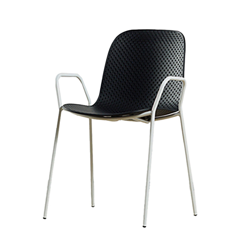 Sillón de comedor de plástico de estilo escandinavo, respaldo sólido, silla individual