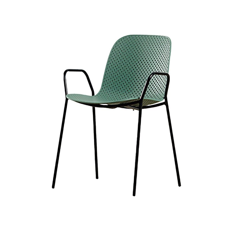 Fauteuil de salle à manger en plastique de style scandinave, chaise simple à dossier solide