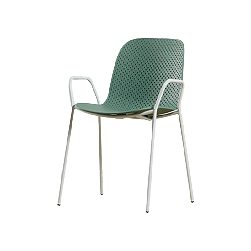 Sillón de comedor de plástico de estilo escandinavo, respaldo sólido, silla individual