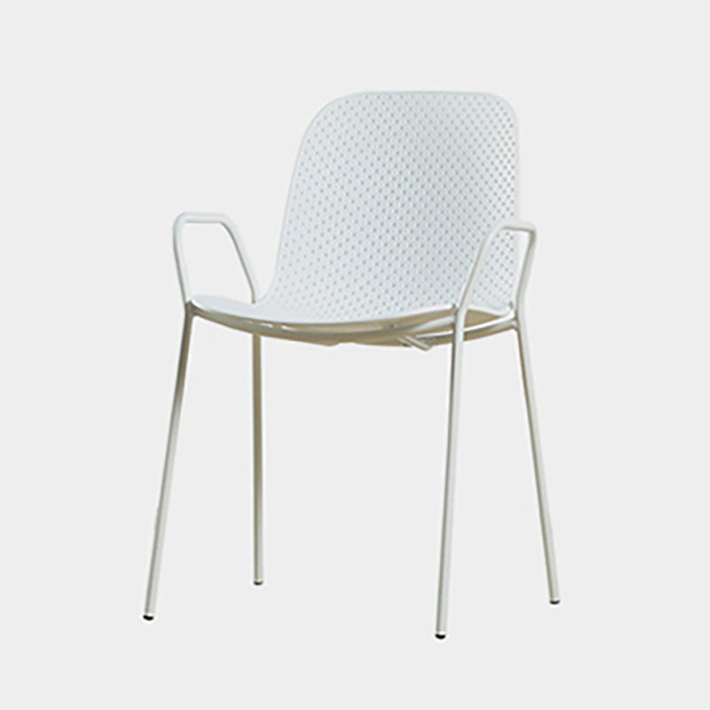 Sillón de comedor de plástico de estilo escandinavo, respaldo sólido, silla individual