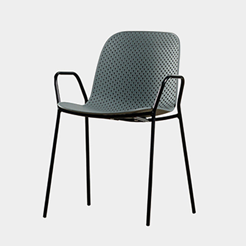 Sillón de comedor de plástico de estilo escandinavo, respaldo sólido, silla individual