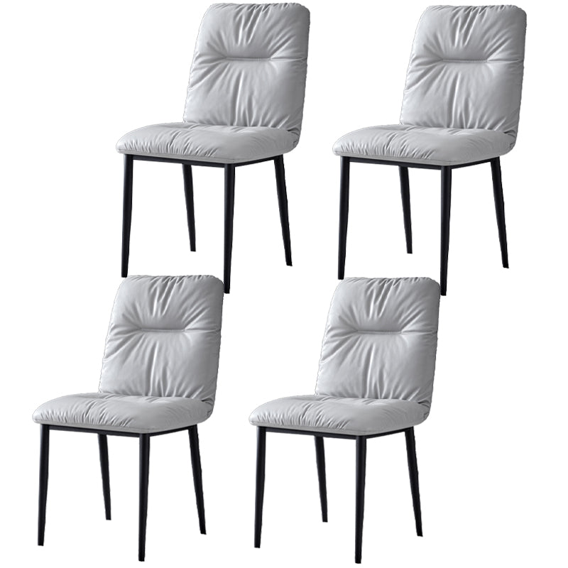Chaises de salle à manger contemporaines en métal intérieur-extérieur, chaises de salle à manger en cuir sans bras