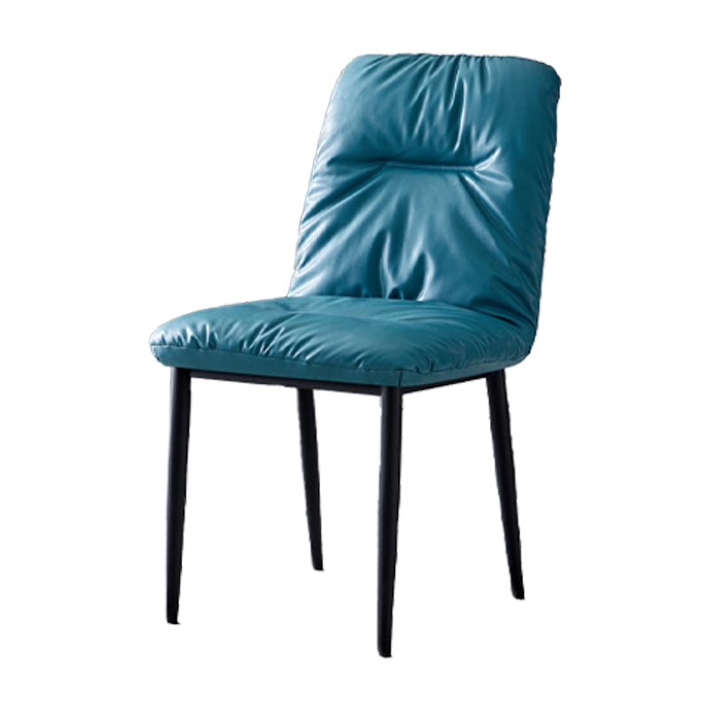 Chaises de salle à manger contemporaines en métal intérieur-extérieur, chaises de salle à manger en cuir sans bras