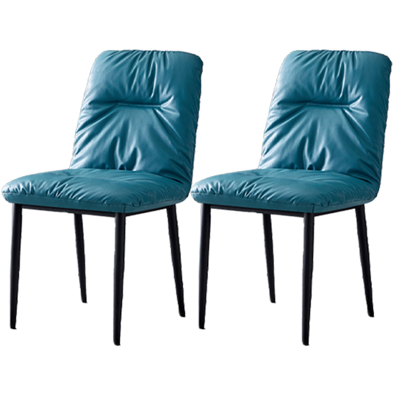 Chaises de salle à manger contemporaines en métal intérieur-extérieur, chaises de salle à manger en cuir sans bras