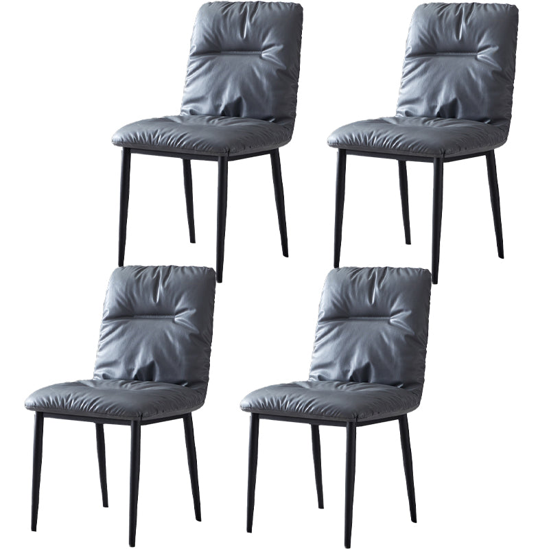 Chaises de salle à manger contemporaines en métal intérieur-extérieur, chaises de salle à manger en cuir sans bras