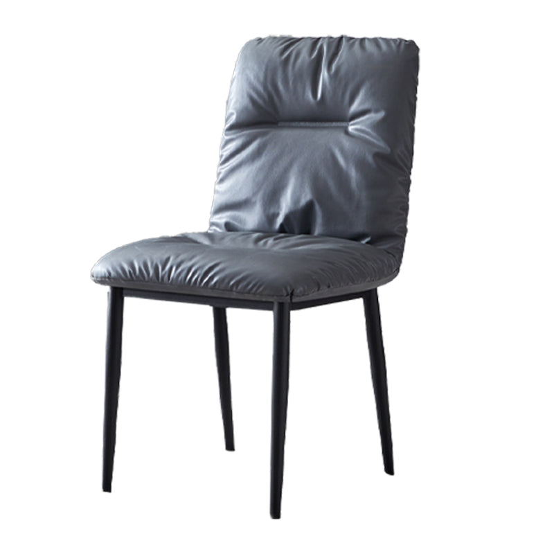 Chaises de salle à manger contemporaines en métal intérieur-extérieur, chaises de salle à manger en cuir sans bras