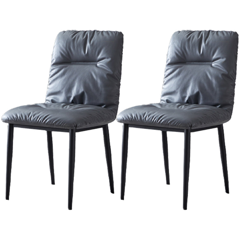 Chaises de salle à manger contemporaines en métal intérieur-extérieur, chaises de salle à manger en cuir sans bras