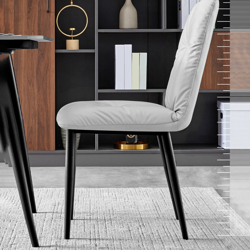 Chaises de salle à manger contemporaines en métal intérieur-extérieur, chaises de salle à manger en cuir sans bras