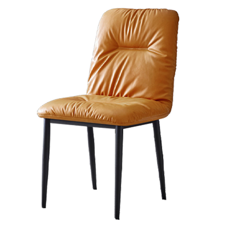Chaises de salle à manger contemporaines en métal intérieur-extérieur, chaises de salle à manger en cuir sans bras