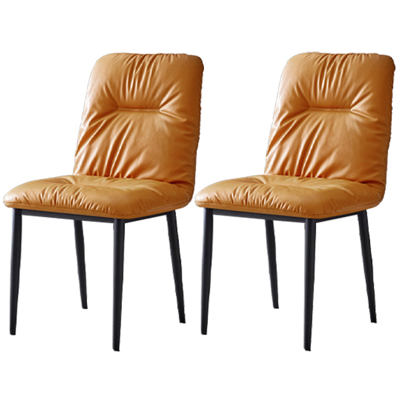 Chaises de salle à manger contemporaines en métal intérieur-extérieur, chaises de salle à manger en cuir sans bras