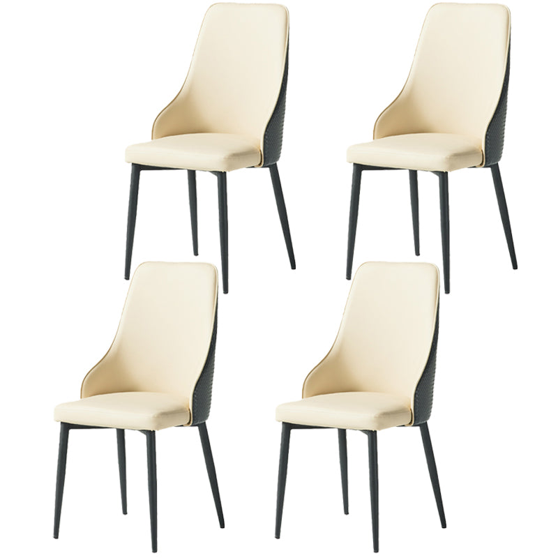Contemporary Style Metal Chair Set Kitchen Solid Back Side Chairs (Set of 4)
