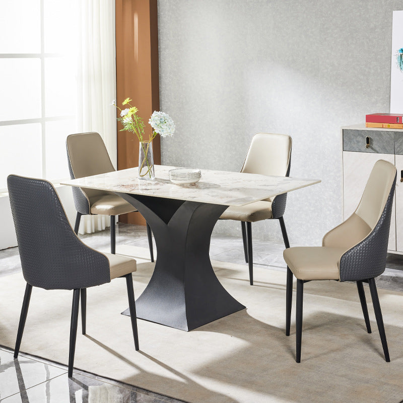 Contemporary Style Metal Chair Set Kitchen Solid Back Side Chairs (Set of 4)