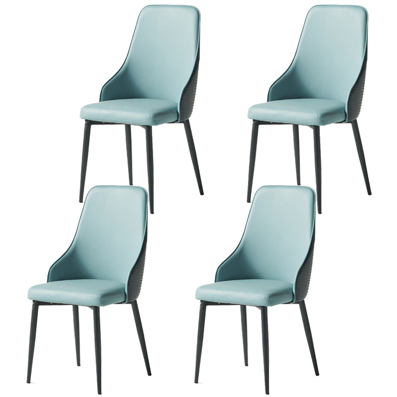 Contemporary Style Metal Chair Set Kitchen Solid Back Side Chairs (Set of 4)